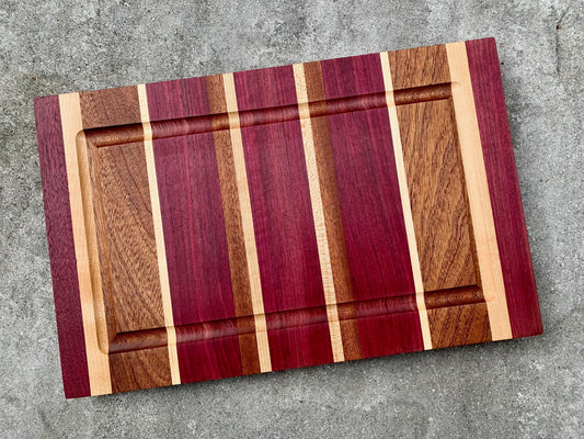 Purpleheart, Sapele and Maple Cutting Board