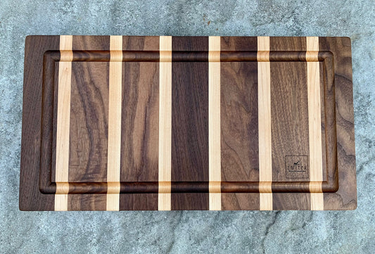 Walnut and Maple Striped Cutting Board