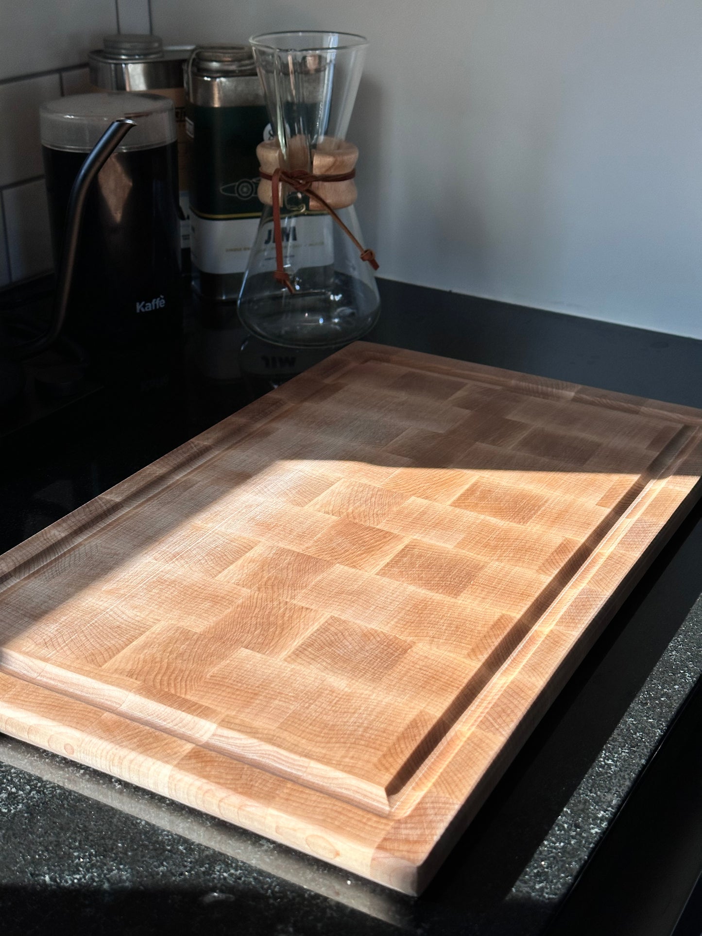 Maple end-grain cutting board (w/ juice groove)