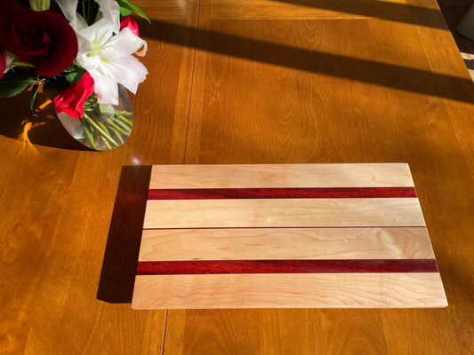 Padauk and maple charcuterie board